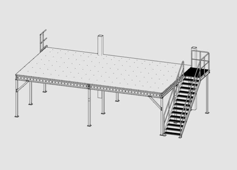 Skisse av mesanin og trapp fra Weland